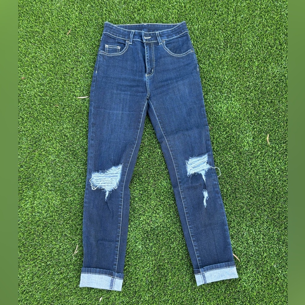 Carmar women’s Dark Blue Distressed Skinny Jeans